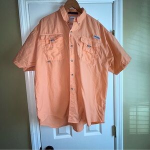 Columbia Bahama Orange fishing Shirt size XL Omni-Shade